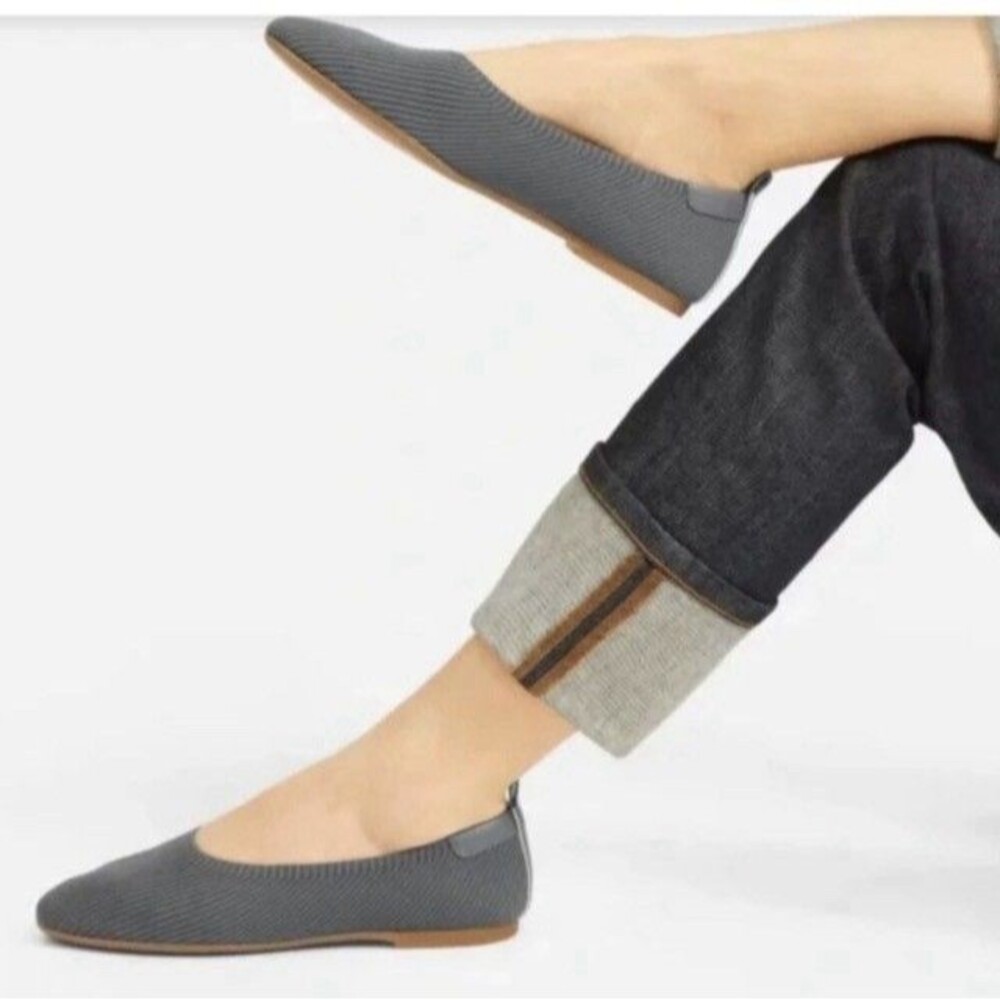 Everlane Women's 9 Day Glove ReKnit Ballet Flat Shoes Gray Round Toe Comfort